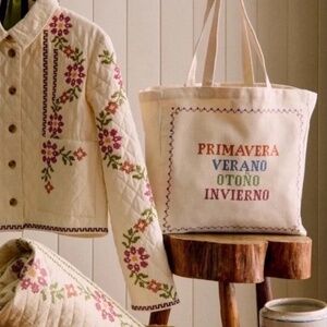 new Sézane x Lucía Vergara cotton tote bag embroidered seasons limited edition
